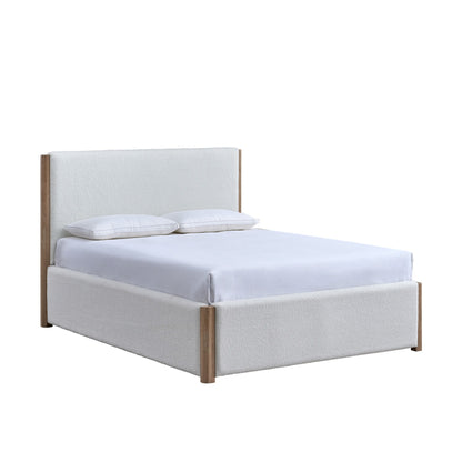 Anika - 6/6 King Upholstered Footboard & Slats - White / Natural