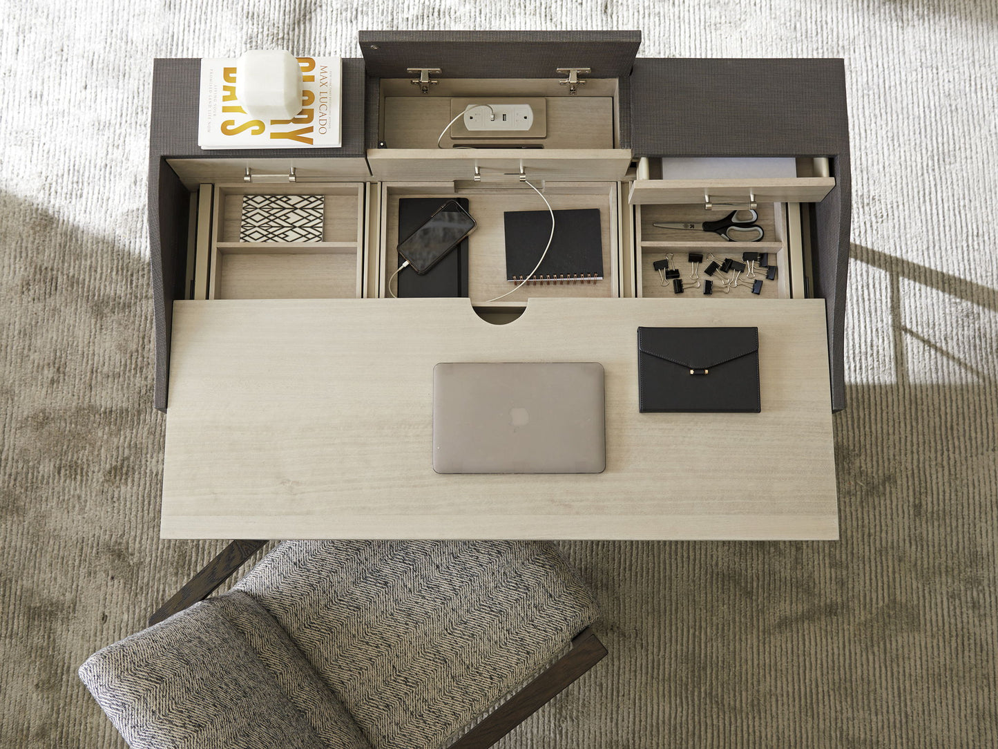 Studio Designs - Anthology Linen Writing Desk - Dark Gray / White