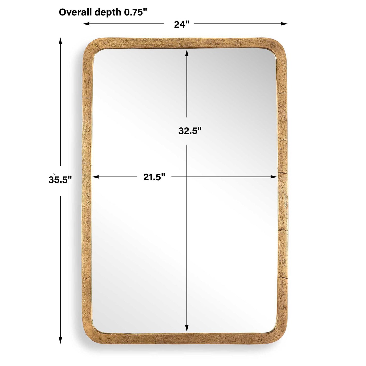 Vestry - Antique Brass Mirror - Brass / Gold