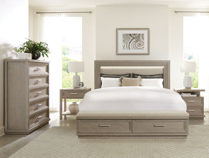 Cascade - Queen Upholstered Storage Footboard - Dovetail