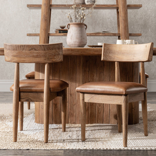 Alvaro - Leather Dining Chair (Set of 2) - Golden Wheat