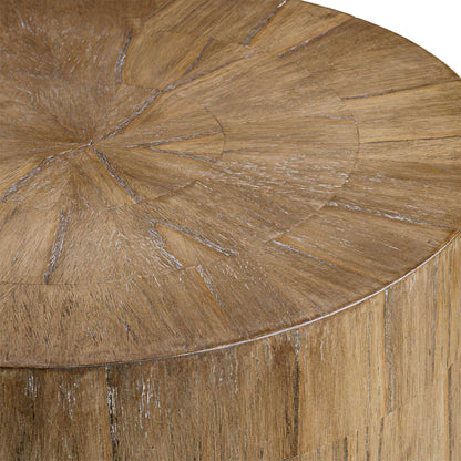 Nevis - Wood Cylinder Side Table - Woodtone