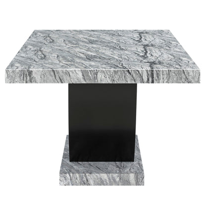 Lyra - Dining Table Top And Base Bottom - Gray Faux Marble