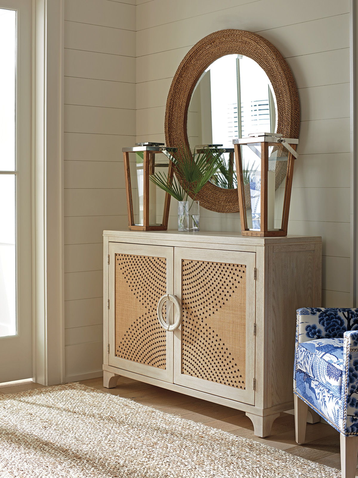 Newport - La Jolla Woven Round Mirror - Light Brown