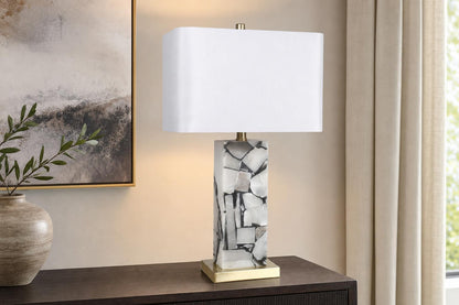 "Alabaster Mosaic" Alabaster Table Lamp (Set of 2) - Alabaster / Soft Gold