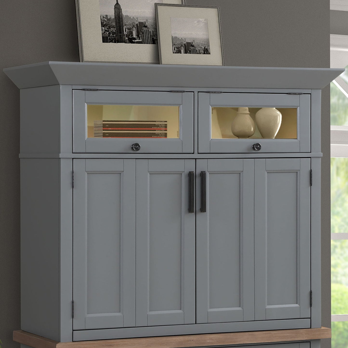 Americana Modern - Workstation Top With LED Light - Dove