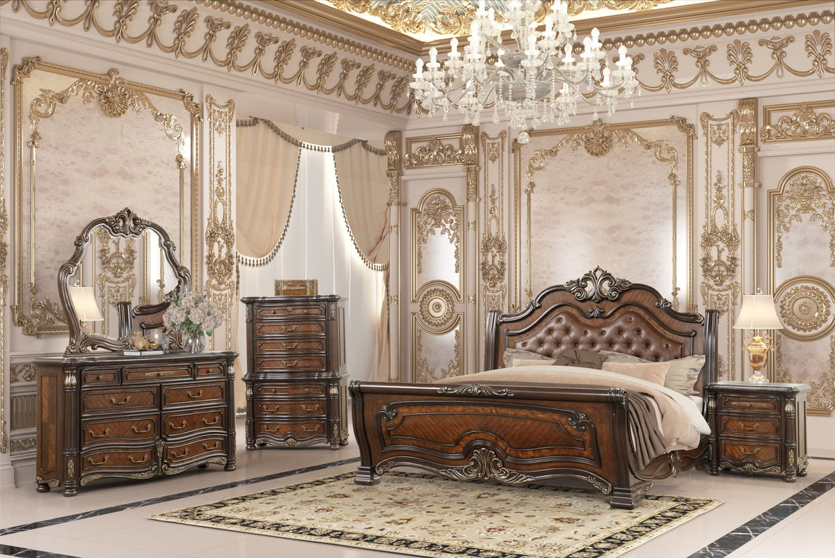 Bella Notte - 6''6"/6''0''/5''0" King / Queen Headboard Post Set - Mahogany Brow