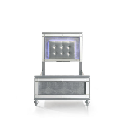 Valentino - 3/3 Twin Headboard - Silver
