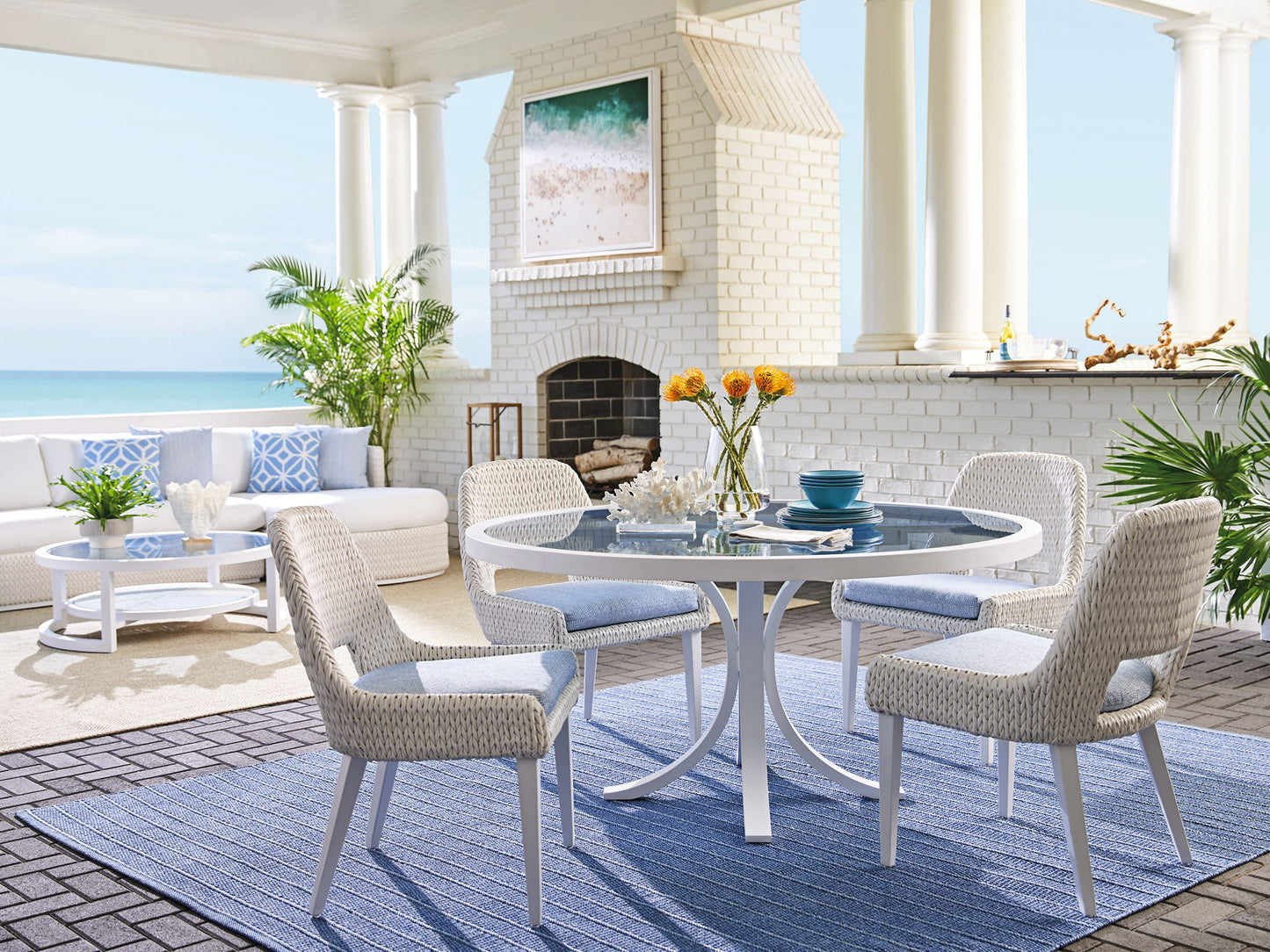 Ocean Breeze Promenade - Occasional Dining Chair - White / Light Blue