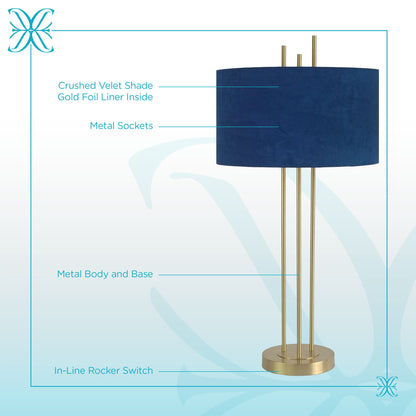 "Velvet Radiance" Metal Table Lamp (Set of 2) - Plated Gold Fiish