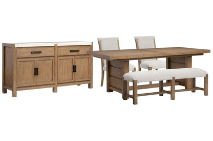 Plum Creek - 5 Piece Extendable Trestle Dining Table Set