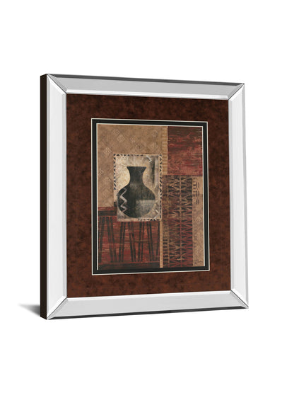 Artifact Revival I By Maria Donovan - Mirror Framed Print Wall Art - Dark Red