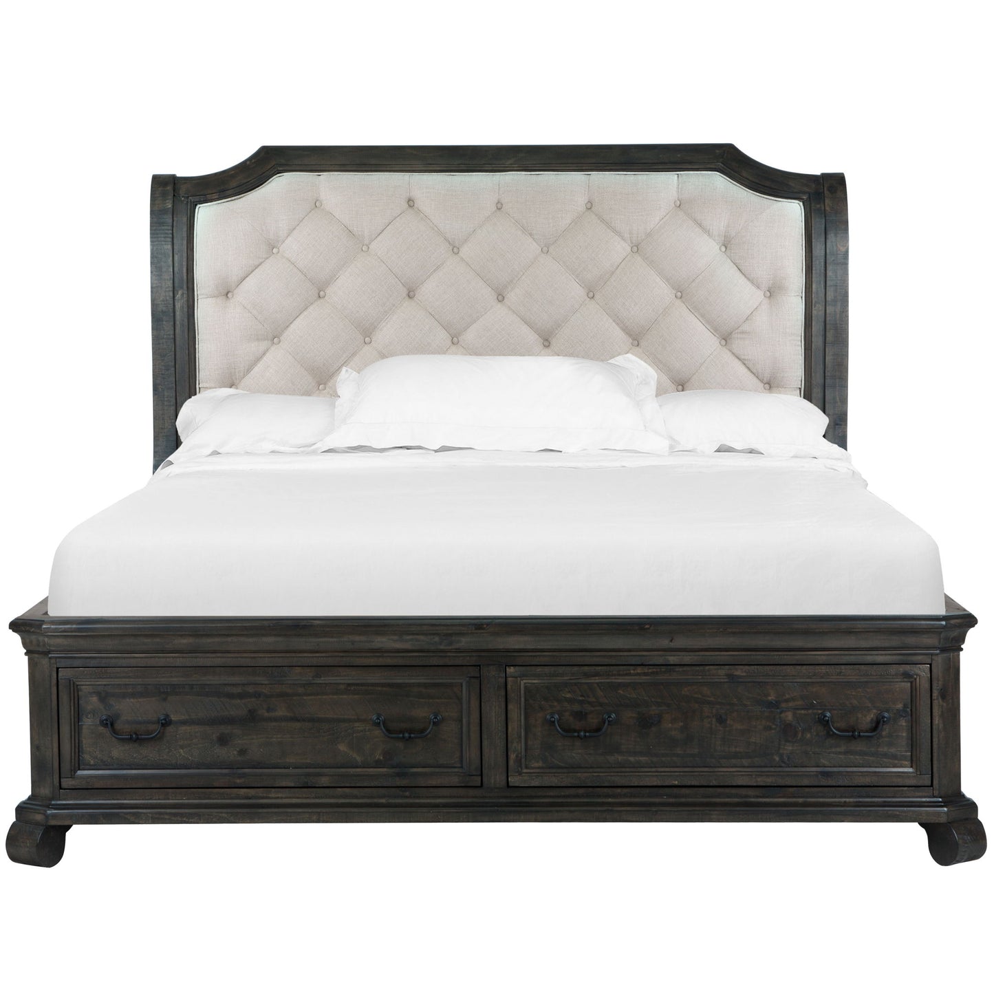Bellamy - Queen / King Bed Rails For Storage Footboard - Peppercorn