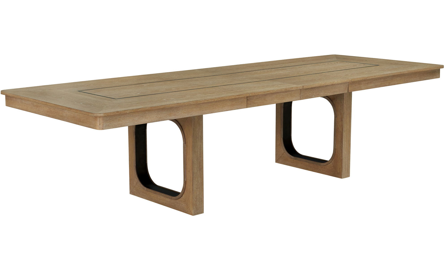 Escape - Rectangular Dining Table Base - Glazed Natural Oak / Black Metal Trim