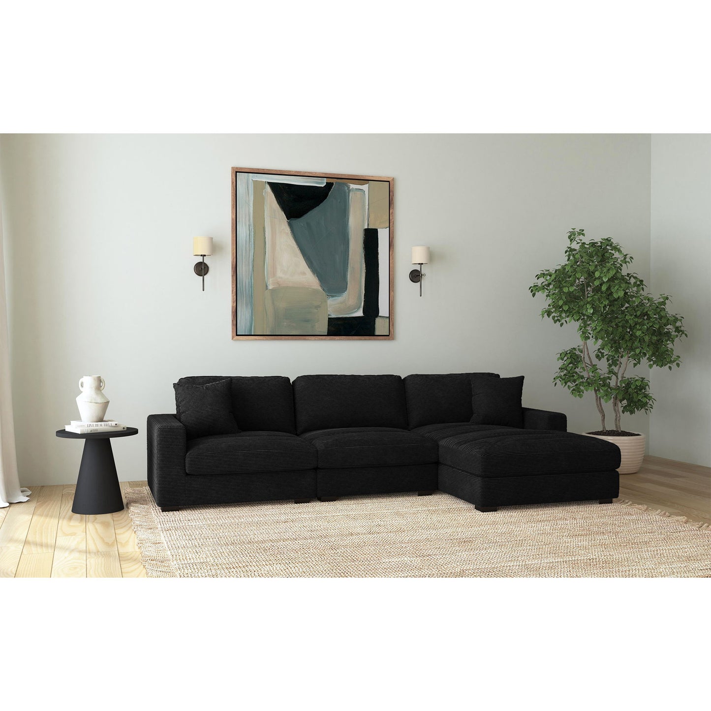 Arizona - Modular LHF Armchair With 1 Pillow 20" - Steno Black