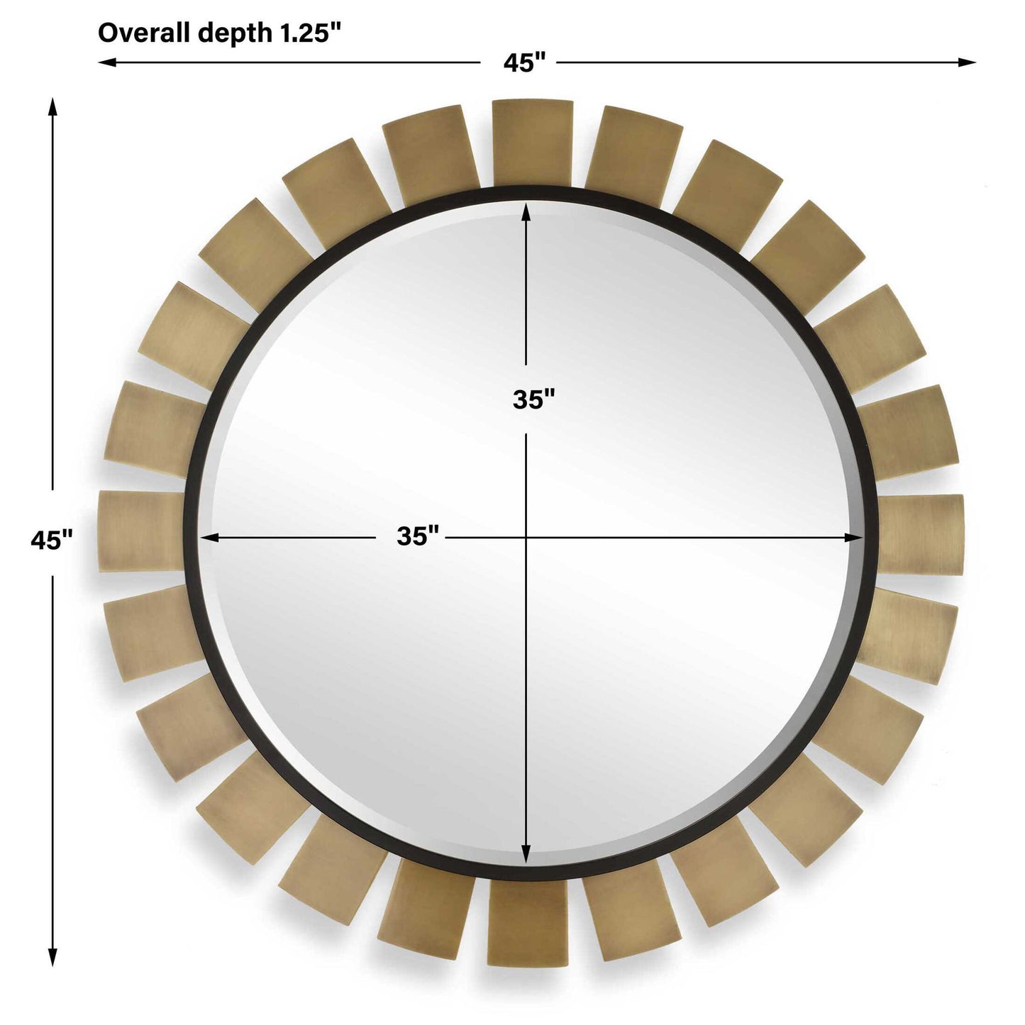 Toluca - Round Mirror - Brass