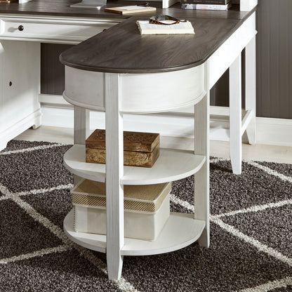 Allyson Park - L Writing Desk Base - Wirebrushed White / Charcoal