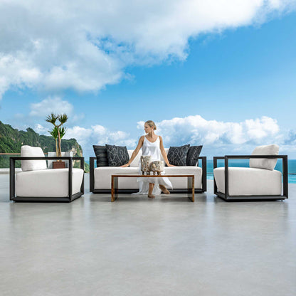 Remsen - Outdoor Sofa - Black / Oyster