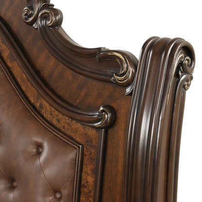 Bella Notte - 5''0" Queen Sleigh Footboard & Slats - Mahogany Brown