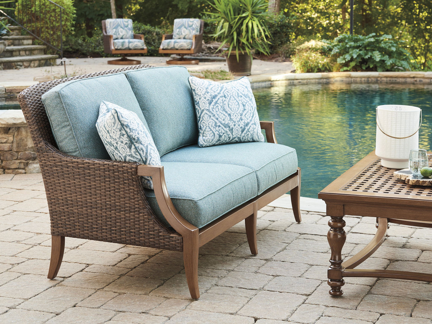 Harbor Isle - Wood Loveseat - Dark Brown