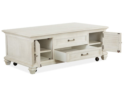 Newport - Lift Top Storage Cocktail Table (With Casters) - Alabaster