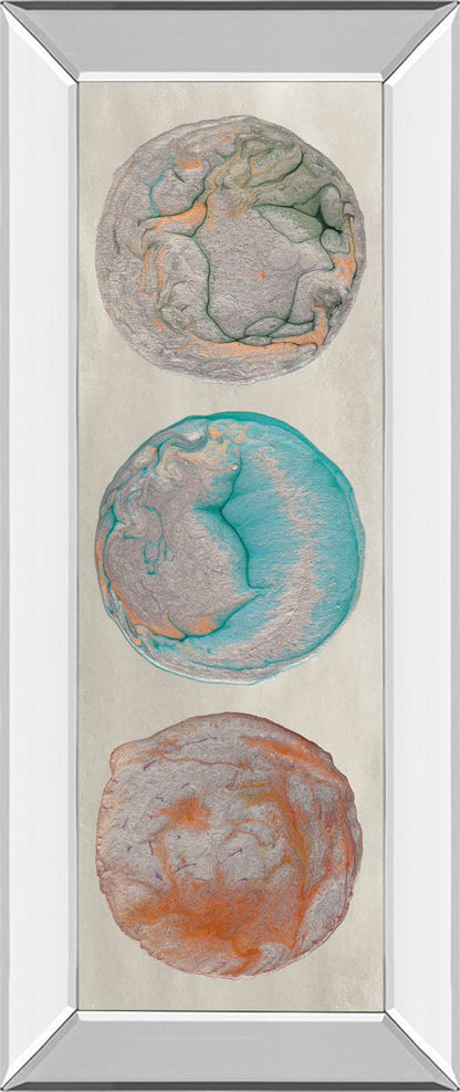 Planet Trio Il By Alicia Ludwig - Mirror Framed Print Wall Art - Beige