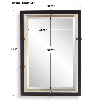 Bach - Rectangle Mirror - Walnut & Brass