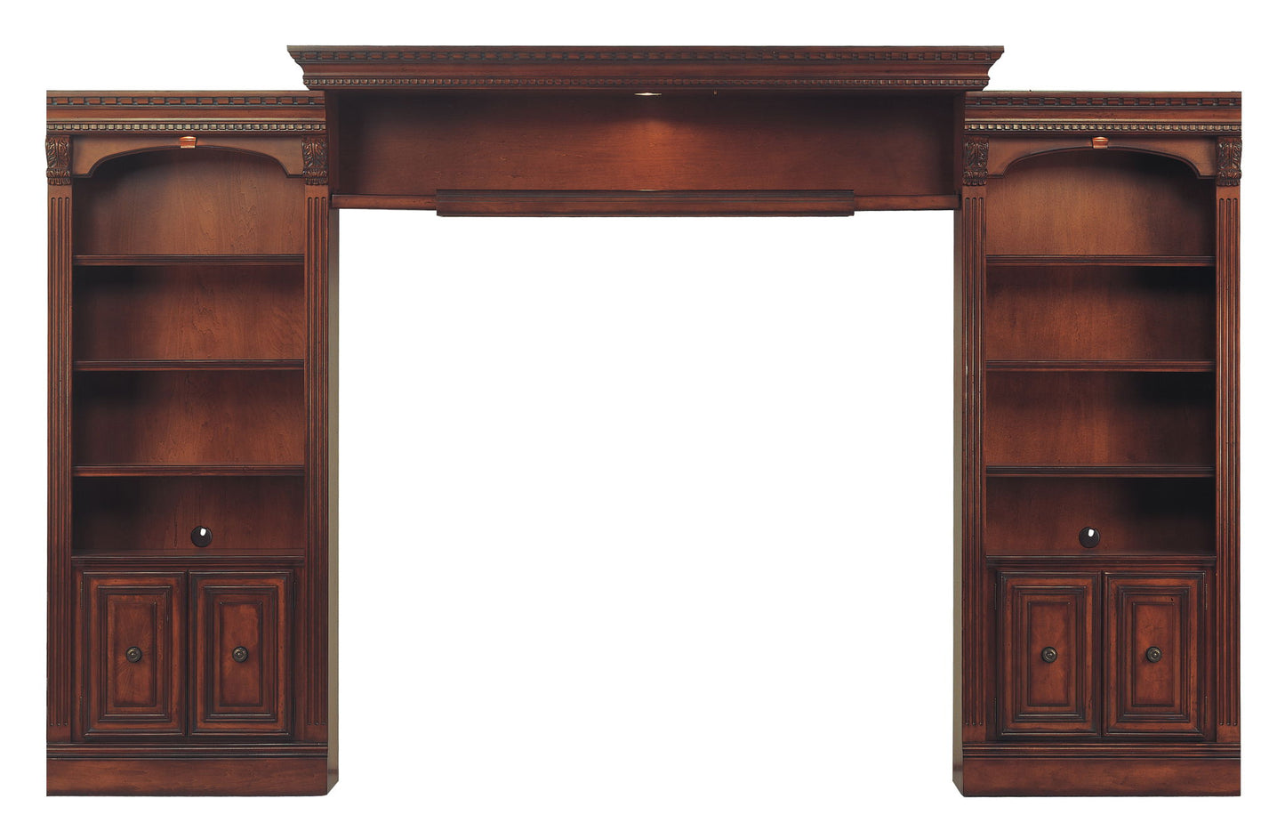Huntington - Expandable Bridge With Shelf And Back Panel - Antique Vintage Pecan