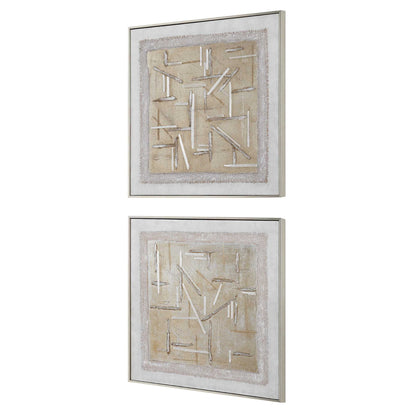 Unpredictable Hand - Painted Canvases (Set of 2) - Gray