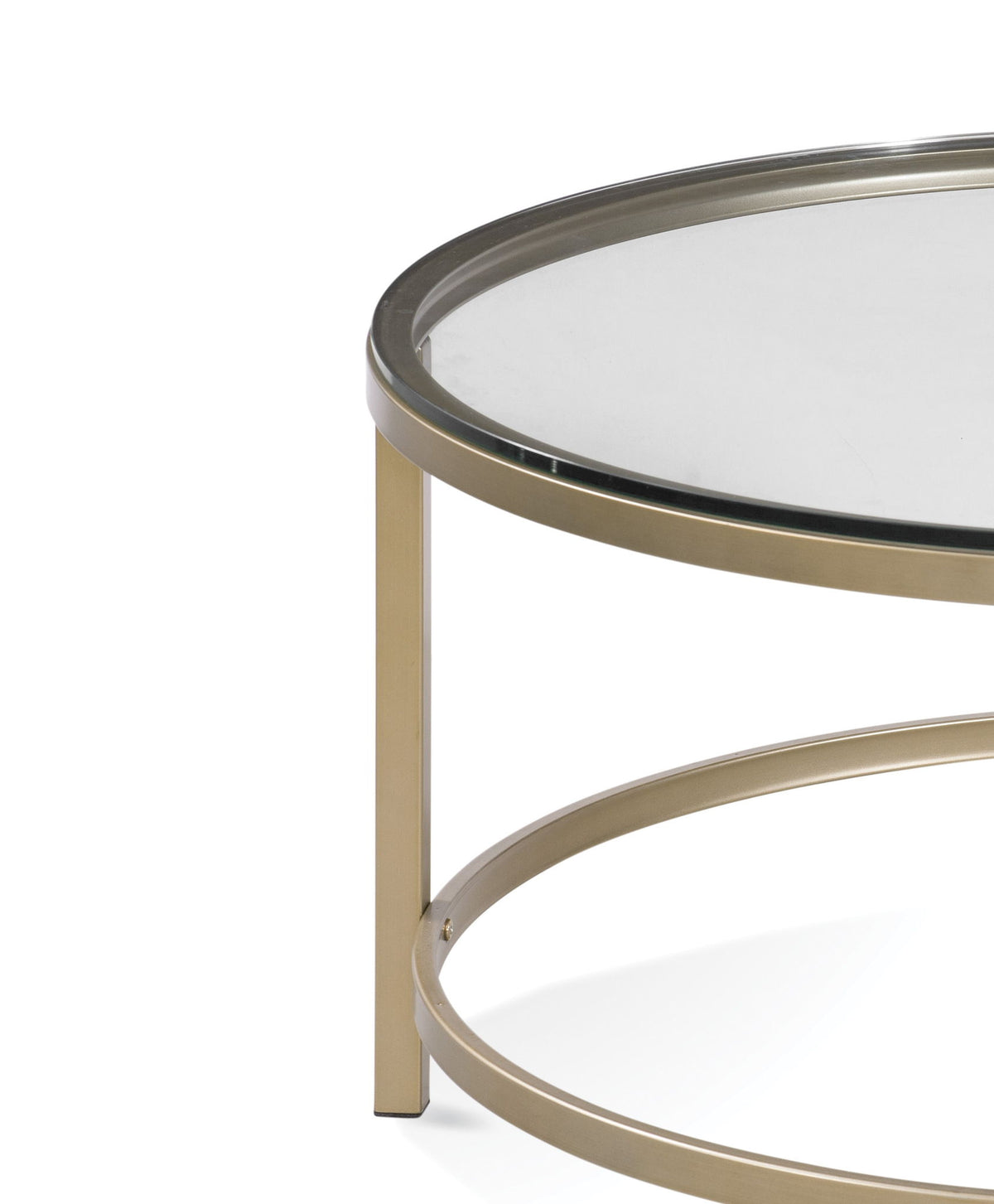 Anderson - Round Cocktail Table With Ottoman - Antique Gold