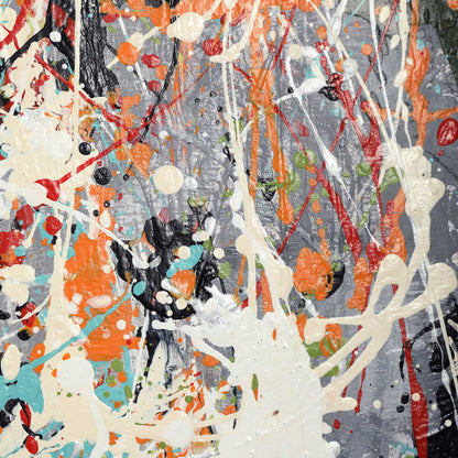 Organized Chaos - Hand Painted Canvas - Pearl Silver