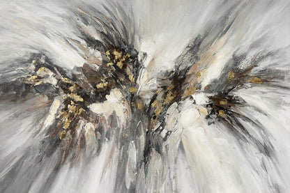 Warp Speed Abstract - Hand-painted Wrapped Canvas - Gray