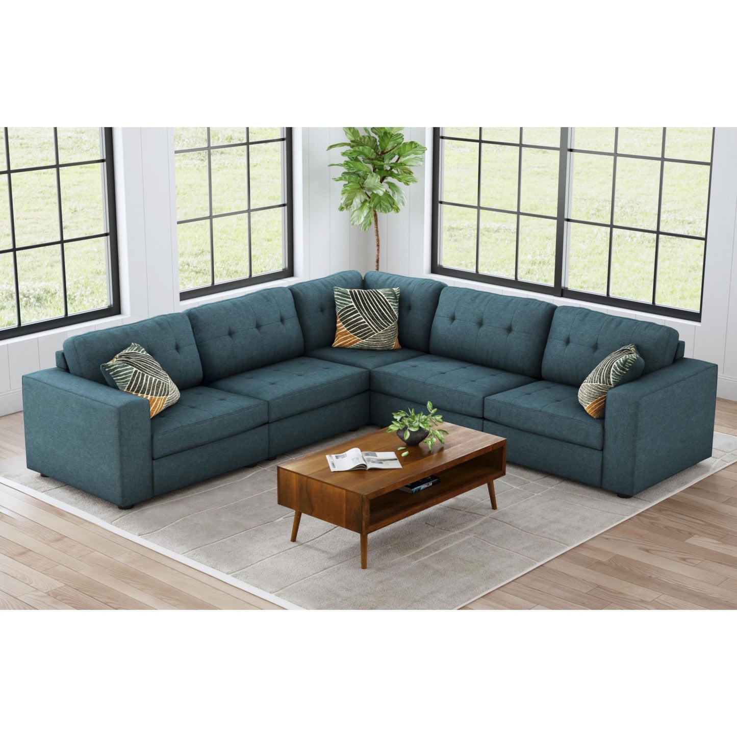 Options One - Corner With 1 Pillow - Palmer Plus Teal