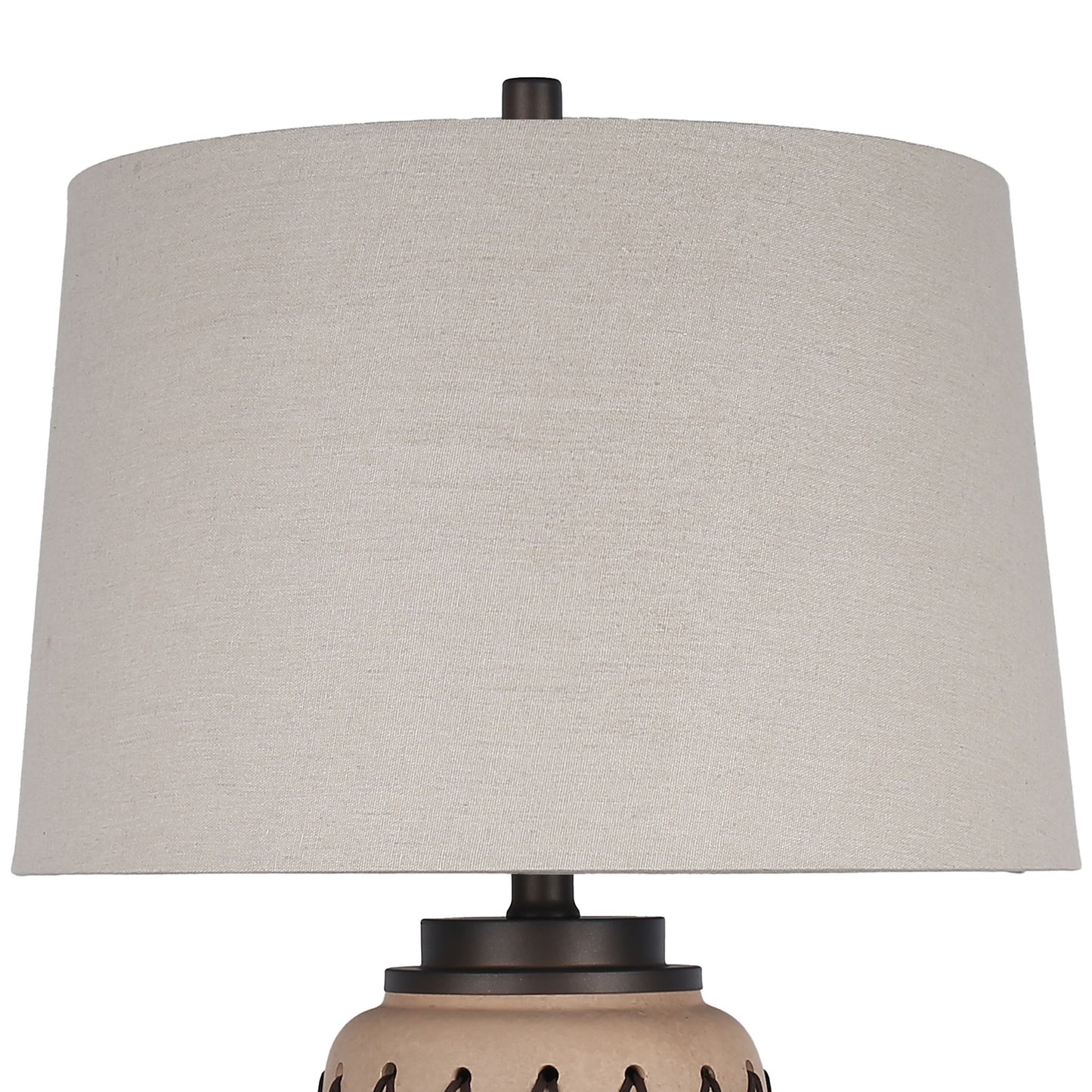 Diamond Weave Ceramic, PU Leather & Metal Table Lamp (Set of 2) - Terra