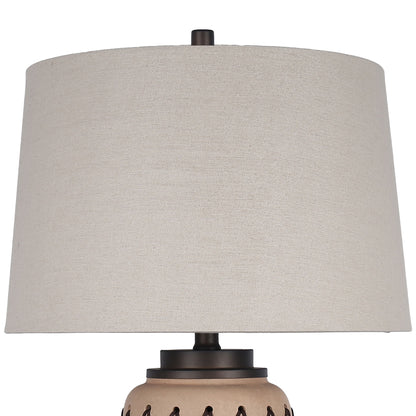 Diamond Weave Ceramic, PU Leather & Metal Table Lamp (Set of 2) - Terra