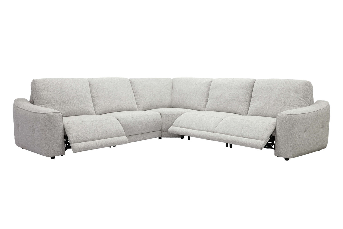 Julianna - 5 Piece Power Reclining Sectional With Power Headrests - Crisp Taupe