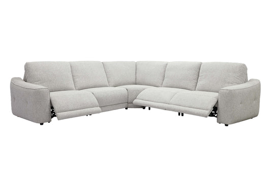 Julianna - 5 Piece Power Reclining Sectional With Power Headrests - Crisp Taupe