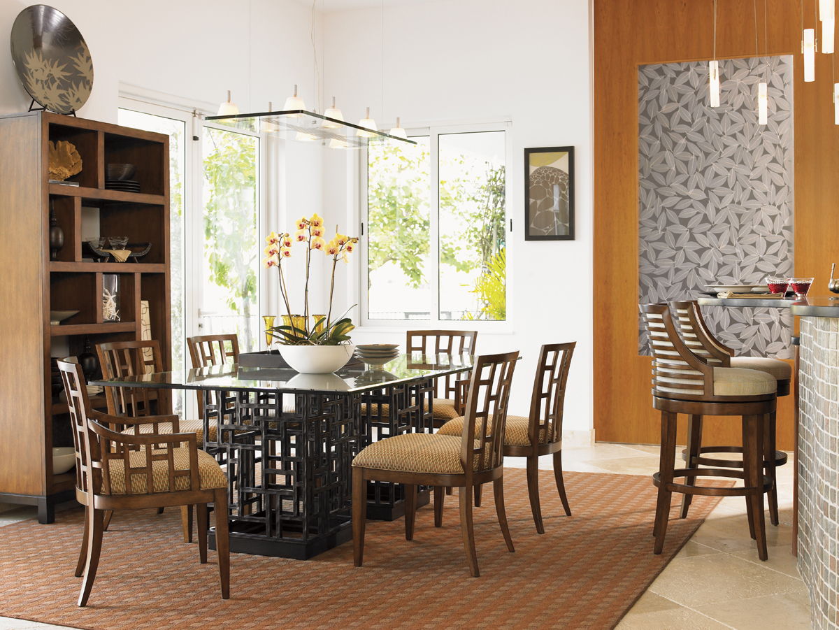 Ocean Club - South Sea Dining Table With 84 X 48" Glass Top - Dark Brown