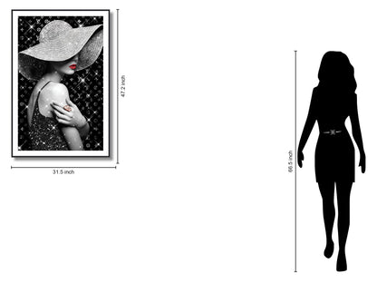 Silver Allure Portrait - 47" x 32" Framed Wall Art - Black