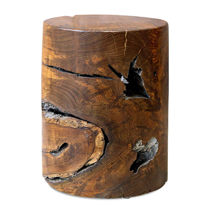 Rafe - Wooden Accent Stool - Silver / Woodtone