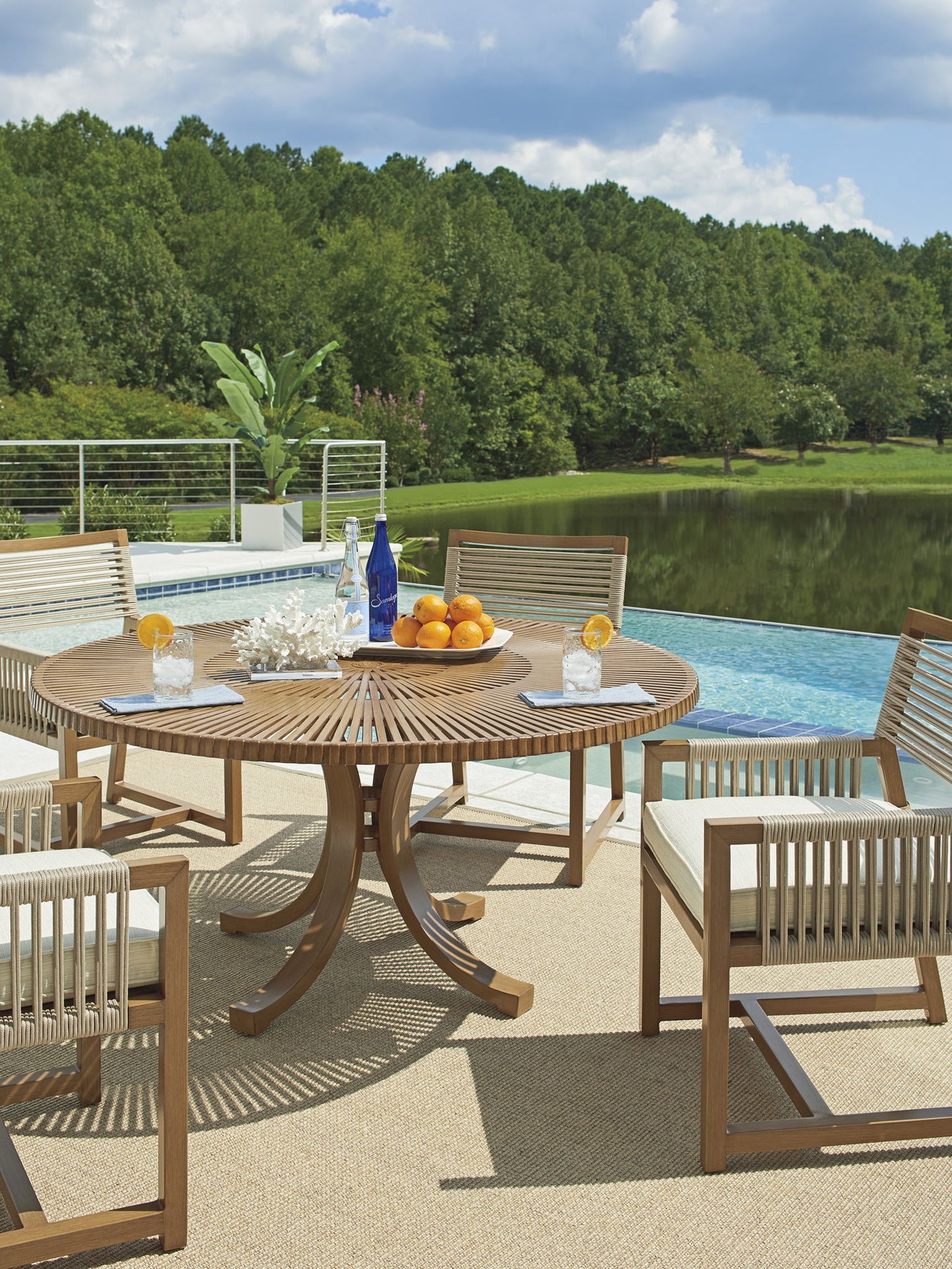 St Tropez - Round Dining Table - Light Brown