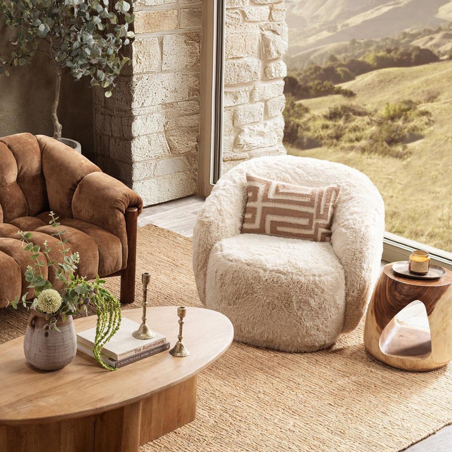 Adley - Plush Swivel Chair - Sand