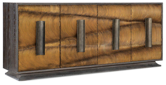 Melange - Swaley 4-Door Credenza - Dark Gray / Gold