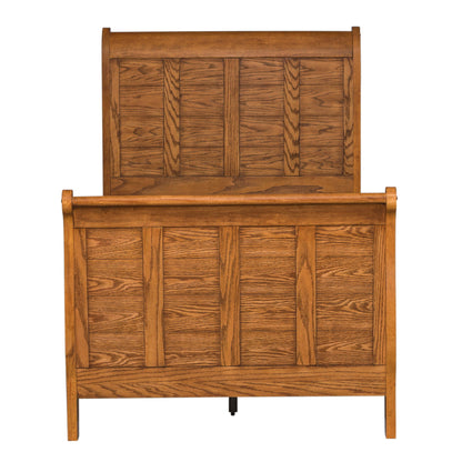 Grandpas Cabin - Twin Sleigh Headboard & Footboard - Aged Oak