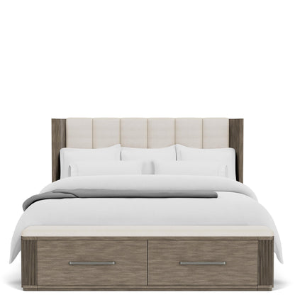 Sariel - Queen Upholstered Storage Footboard - Light Brown