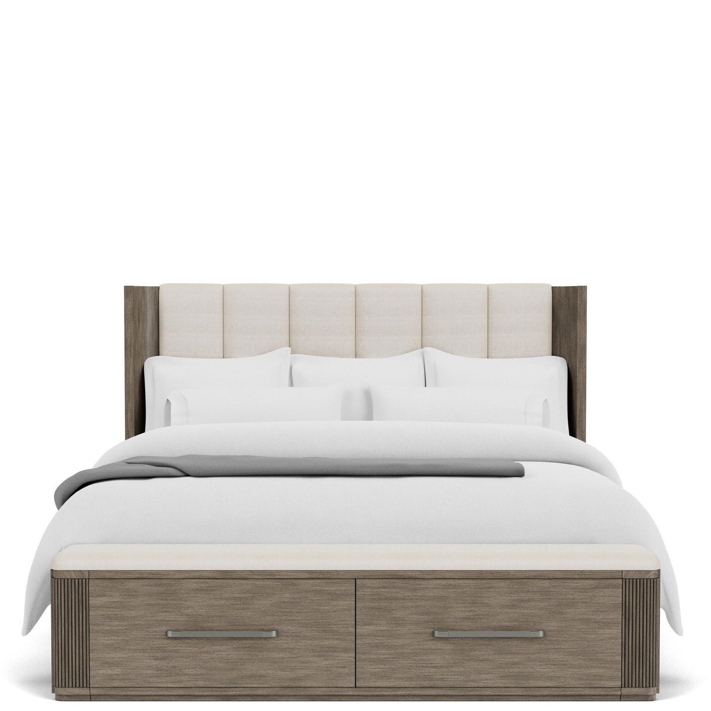 Sariel - King Upholstered Storage Footboard - Light Brown