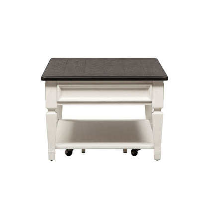 Allyson Park - Rectangular Cocktail Table - Wirebrushed White / Charcoal