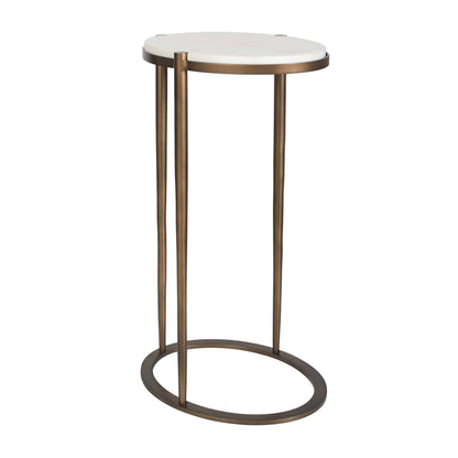Mercier - Round Marble Accent Table - Brass / White