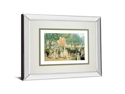 Balloon Seller By Alan Maley - Mirror Framed Print Wall Art - Green