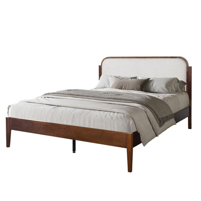 Hawthorne - 5/0 Queen Upholstered Platform Headboard - Walnut / White